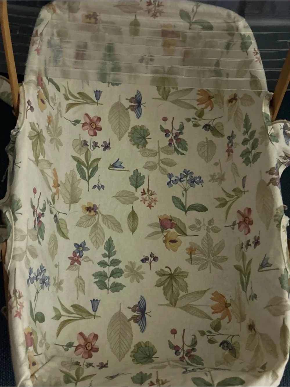 Longaberger medium gathering Floral-Lined Woven Basket